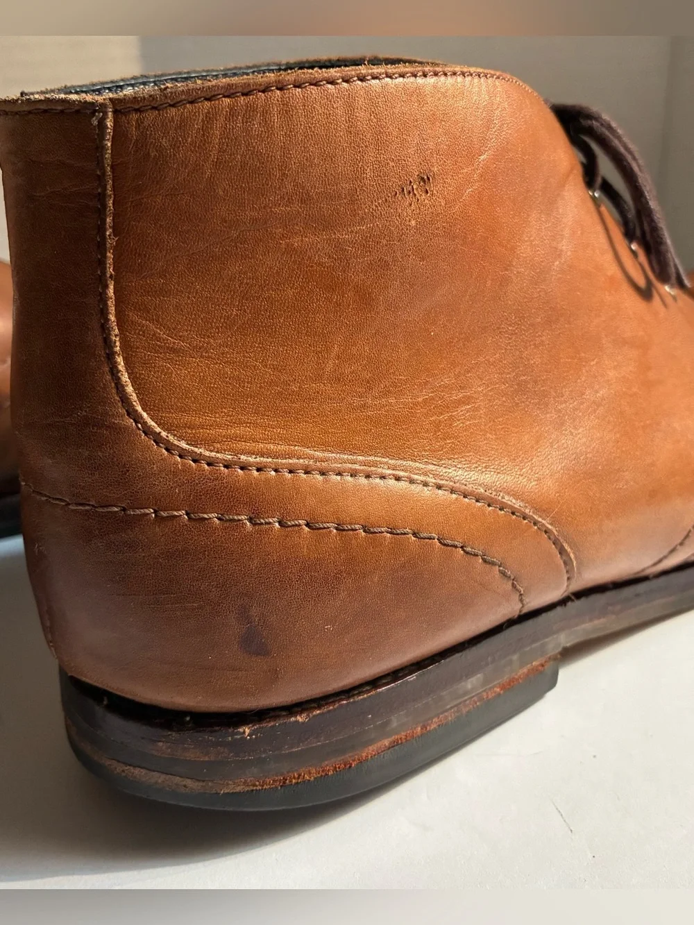 Vintage Men's Brown Leather Chukka Boots - Sleek Lace-Up Comfort Men’s 44 (10)